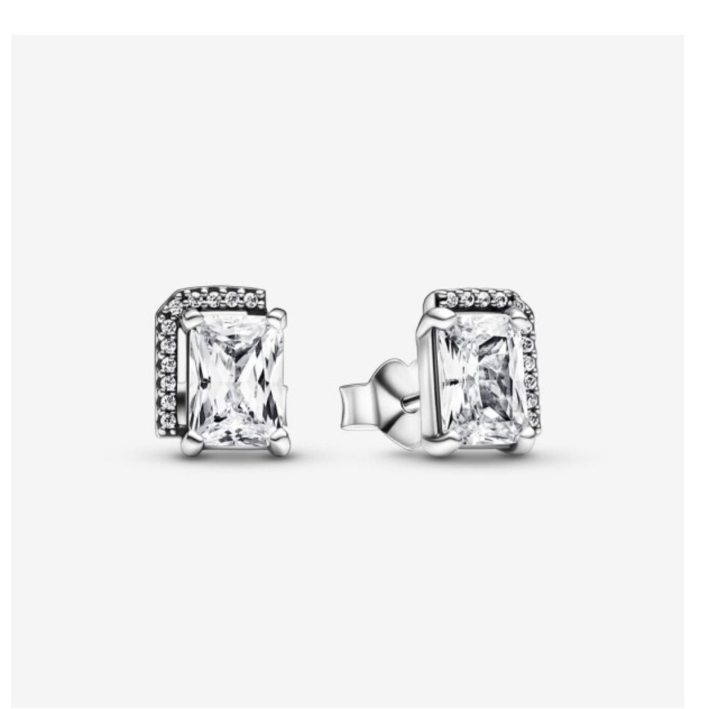 Pandora Rectangular Sparkling Halo Stud Earrings - image 3